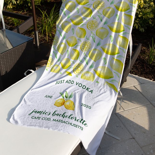 Lemon Print | Citrus Bachelorette Weekend Beach Towel (Creator Uploaded)
