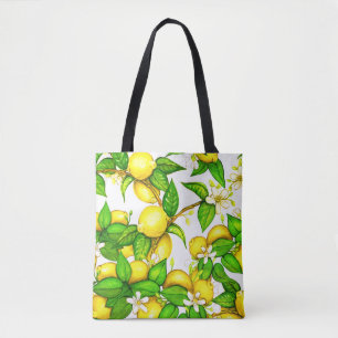 Lemon Print Handbag on white