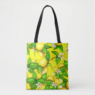 Lemon Print Handbag on yellow