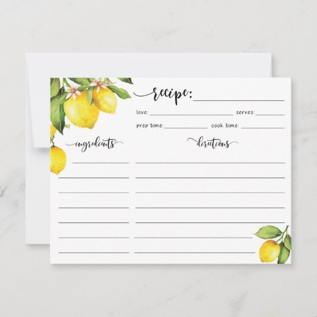 Lemon Recipe Card (Front)