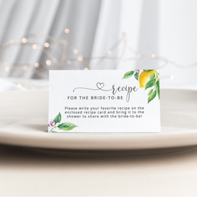 Lemon Recipe for the bride to be Enclosure Card (Creator Uploaded)