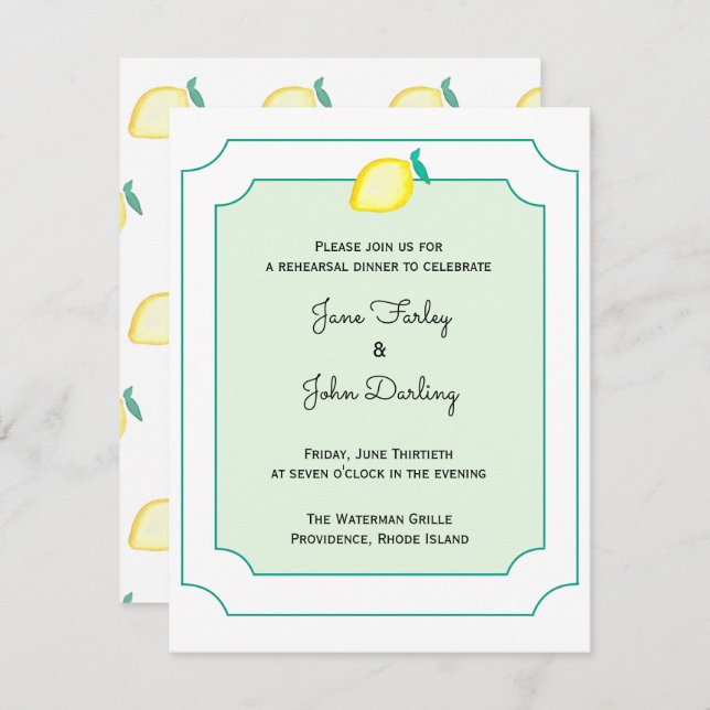 Lemon Rehearsal Dinner Invitation (Front/Back)