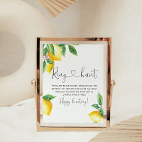 Lemon ring hunt bridal shower game poster
