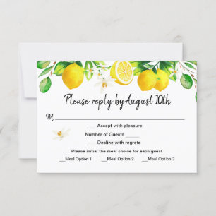 Lemon RSVP with Meal Options Card
