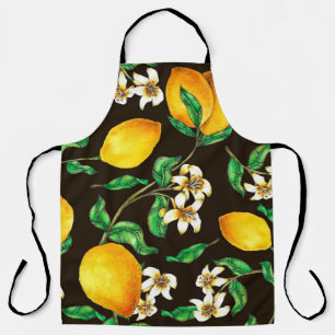 Lemon Seamless Pattern hand painted in watercolor Apron