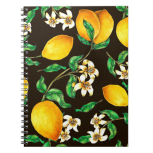 Lemon Seamless Pattern hand painted in watercolor Notebook