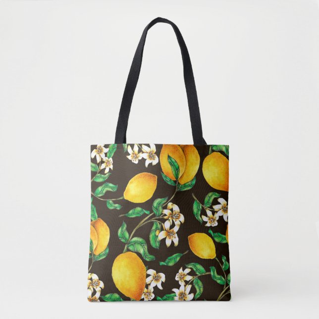 Lemon Seamless Pattern hand painted in watercolor Tote Bag (Front)