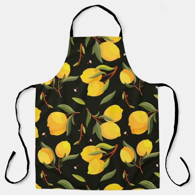 Lemon seamless pattern. Handpainted lemon illustra Apron (Front)