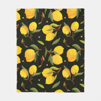 Lemon seamless pattern. Handpainted lemon illustra Fleece Blanket