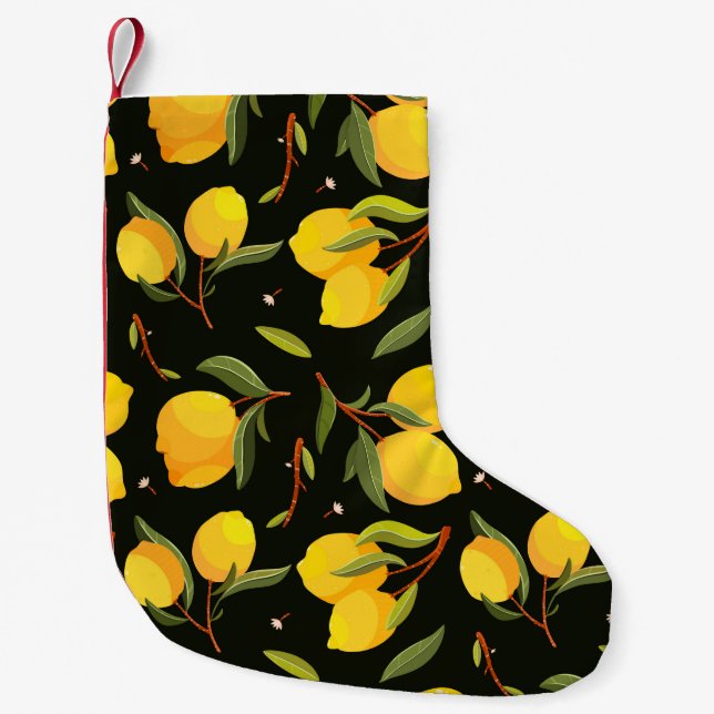 Lemon seamless pattern. Handpainted lemon illustra Small Christmas Stocking (Front)