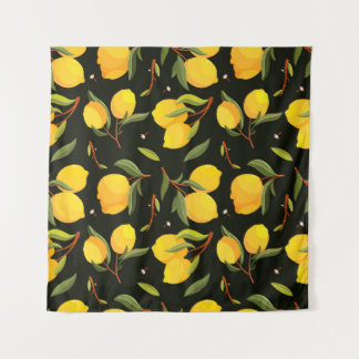 Lemon seamless pattern. Handpainted lemon illustra Tapestry
