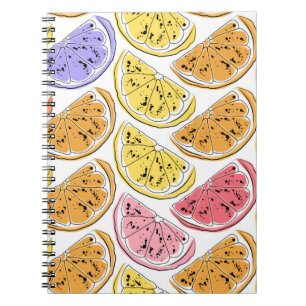 Lemon seamless pattern. summer background with cit notebook