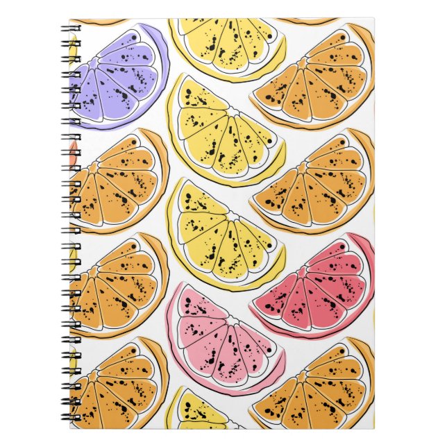 Lemon seamless pattern. summer background with cit notebook (Front)