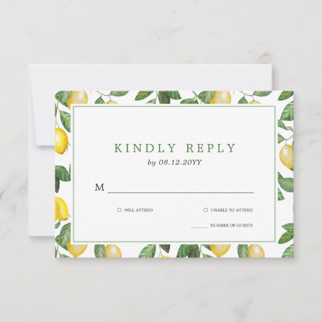 Lemon Season Wedding Celebration RSVP Card (Front)