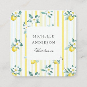 Lemon Shabby Chic Vintage Floral Bridal Shower Square Business Card