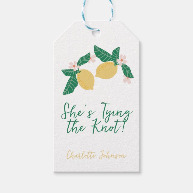 Lemon She's Tying the Knot Bridal Shower Gift Tags (Front)
