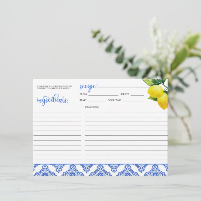 Lemon Shower Recipe Card (Standing Front)