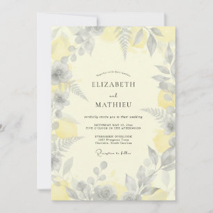 Lemon Silver Fern Wedding Invitation