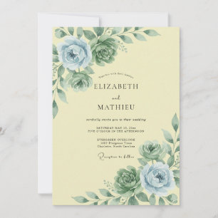 Lemon Slate Peony Wedding Invitation