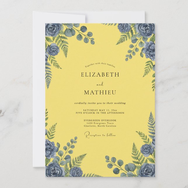 Lemon Slate Petal Wedding Invitation (Front)