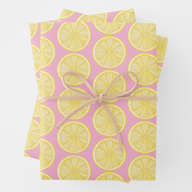 Lemon Slice Amalfi Coast Party Wrapping Paper Sheet (In situ)