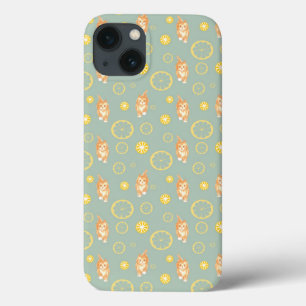 lemon slice and cat pattern iPhone 13 case