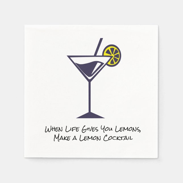 Lemon Slice and Cocktails Napkin (Front)