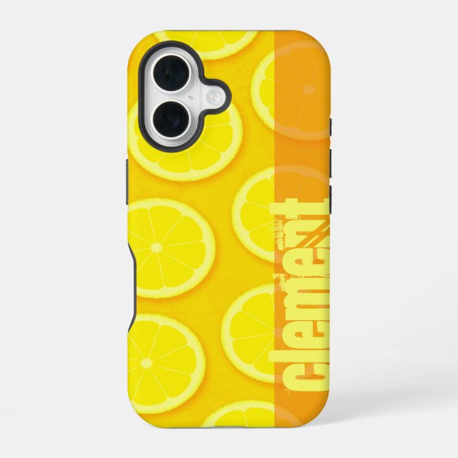 Lemon slice bright yellow name iphone case (Back)