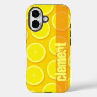 Lemon slice bright yellow name iphone case