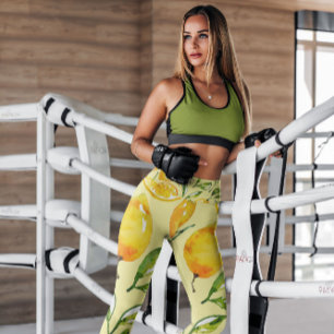 Lemon Slice Fruit Yellow Patterned Leggings