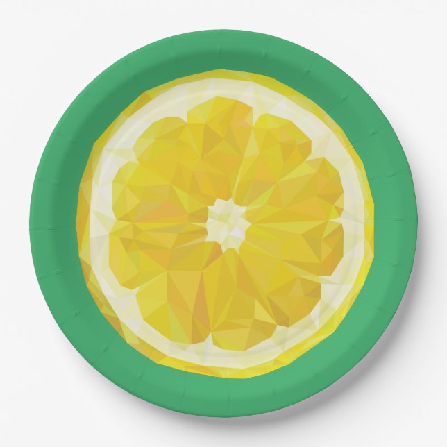 Lemon Slice Geometric Design Fruit Paper Plate (Front)