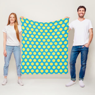 Lemon Slice Pattern Blue Fleece Blanket