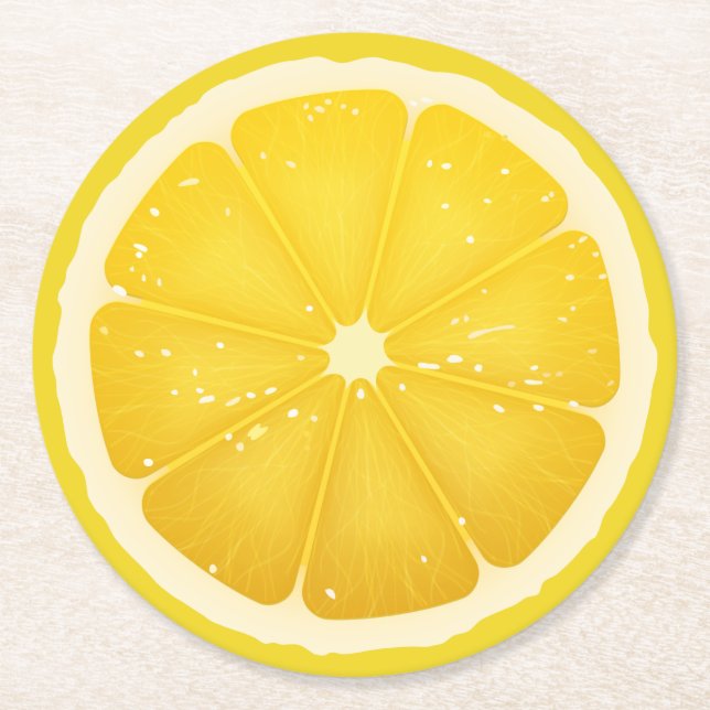 Lemon Slice  Round Paper Coaster (Front)
