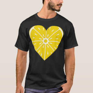 Lemon Slice Shaped Heart Fruit Citrus Vegan Vegeta T-Shirt