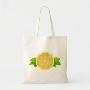 Lemon slice with leaves tote bag