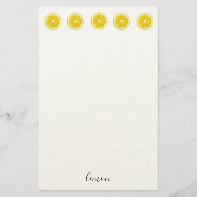 Lemon slice yellow fruit pattern stationery (Front)