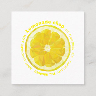 Lemon Slice yellow square business card. Card
