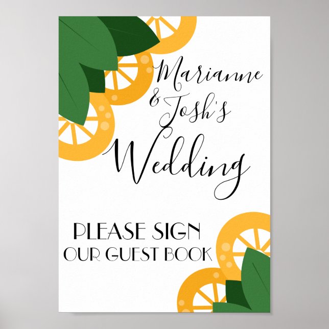 Lemon Slices and Leaves Guest Book Sign (Front)