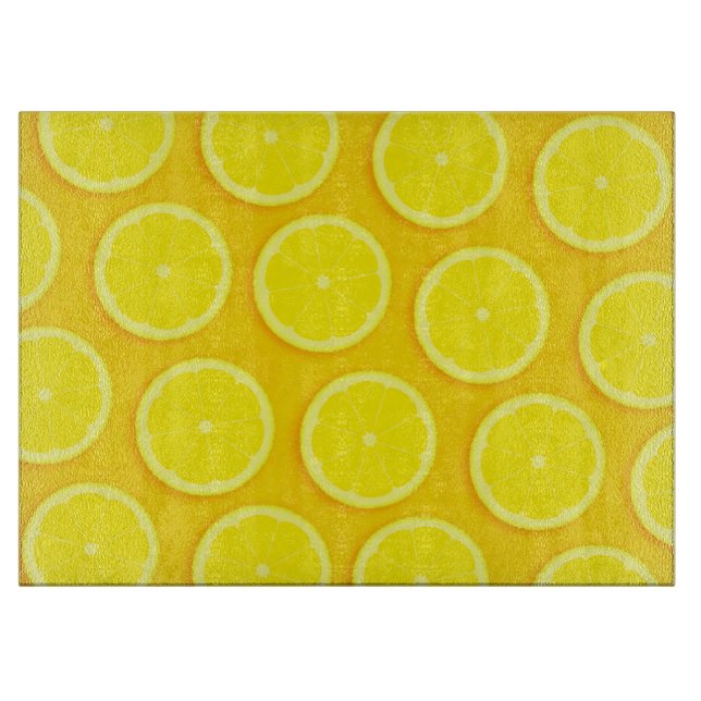 Lemon slices citrus fruit glass board (Front)