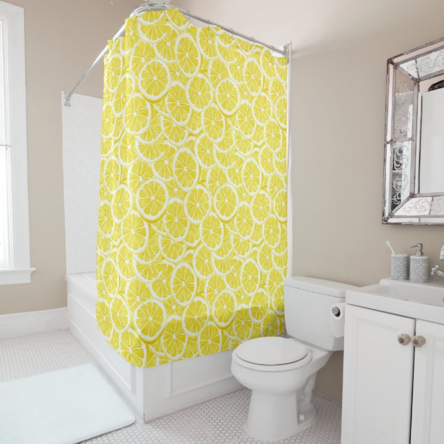 Lemon Slices Design Shower Curtain (In Situ)