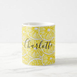 Lemon Slices Illustration Watercolor Pattern Coffee Mug