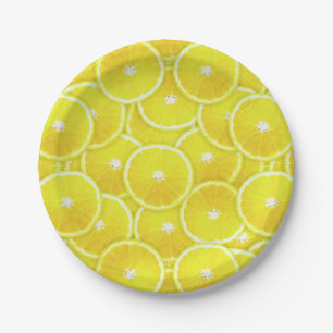 Lemon slices paper plate