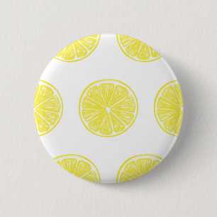 Lemon slices pattern design 6 cm round badge