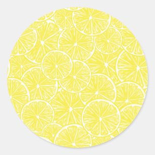 Lemon slices pattern design classic round sticker