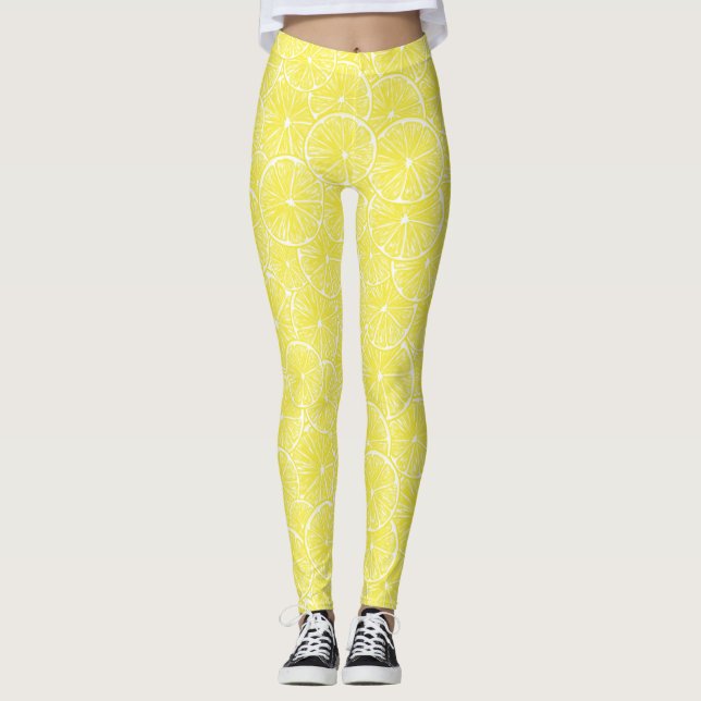 Lemon slices pattern design leggings (Front)