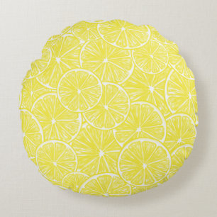 Lemon slices pattern design round cushion