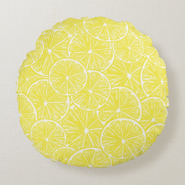 Lemon slices pattern design round cushion (Front)