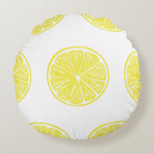 Lemon slices pattern design round cushion