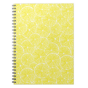 Lemon slices pattern design spiral notebook