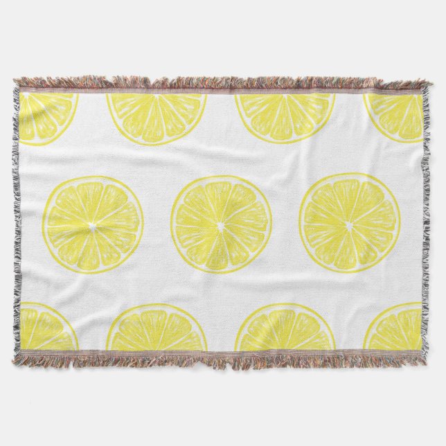 Lemon slices pattern design throw blanket (Front)